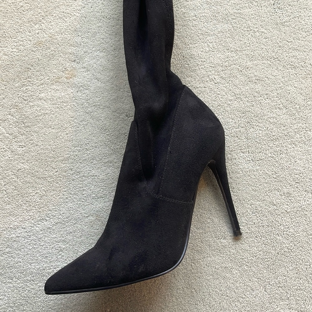 Size 7 velvet thigh high sock boots